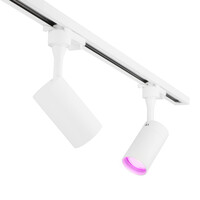 Lampesonline 1m LED Spot sur rail - 2 Luminaires - 4,9W - RGB+CCT - Dimmable - Rail Monophasé - Blanc