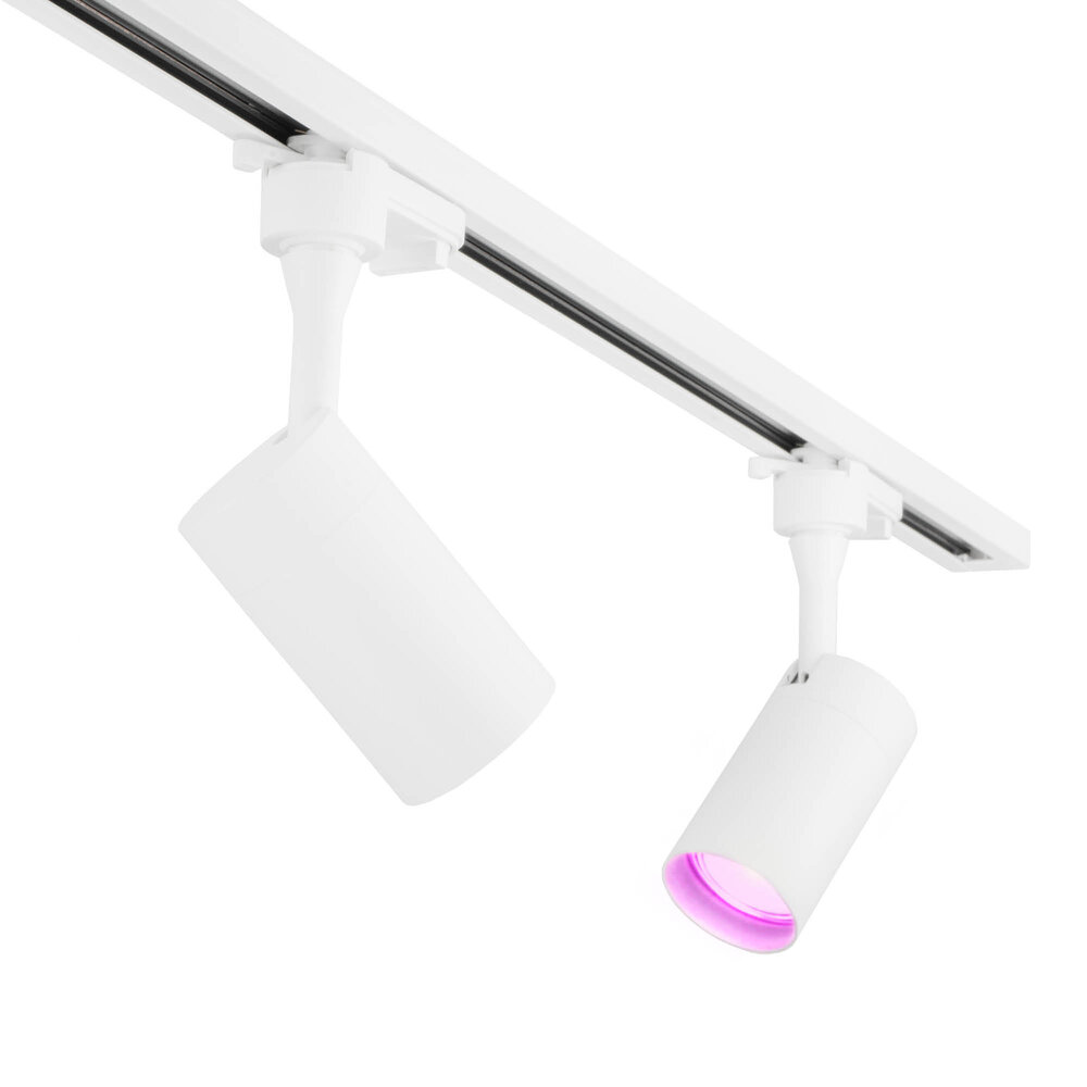 Lampesonline 3m LED Spot sur rail - 6 Luminaires - 4,9W - RGB+CCT - Dimmable - Rail Monophasé - Blanc