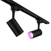 Lampesonline 1m LED Spot sur rail - 2 Luminaires - 4,9W - RGB+CCT - Dimmable - Rail Monophasé - Noir