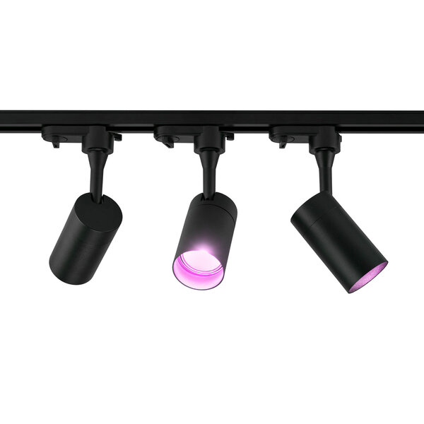 Lampesonline 1m LED Spot sur rail - 3 Luminaires - 4,9W - RGB+CCT - Dimmable - Rail Monophasé - Noir