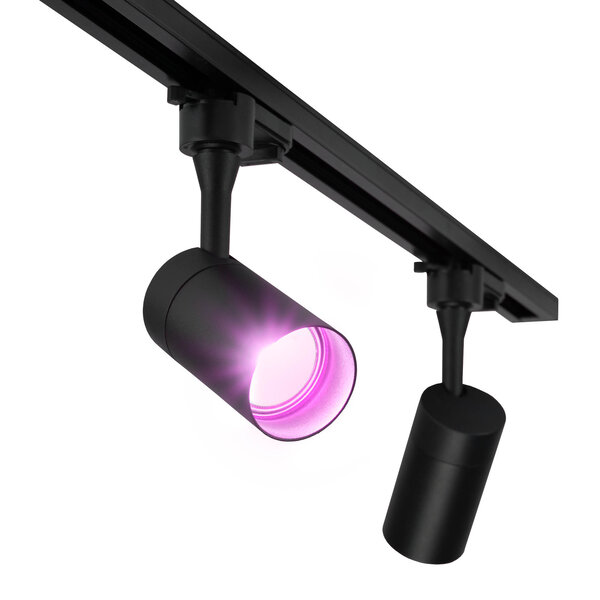 Lampesonline 1m LED Spot sur rail - 4 Luminaires - 4,9W - RGB+CCT - Dimmable - Rail Monophasé - Noir