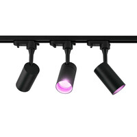 Lampesonline 2m LED Spot sur rail - 5 Luminaires - 4,9W - RGB+CCT - Dimmable - Rail Monophasé - Noir
