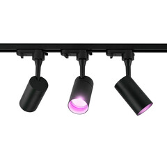 2m LED Spot sur rail - 5 Luminaires - 4,9W - RGB+CCT - Dimmable - Rail Monophasé - Noir