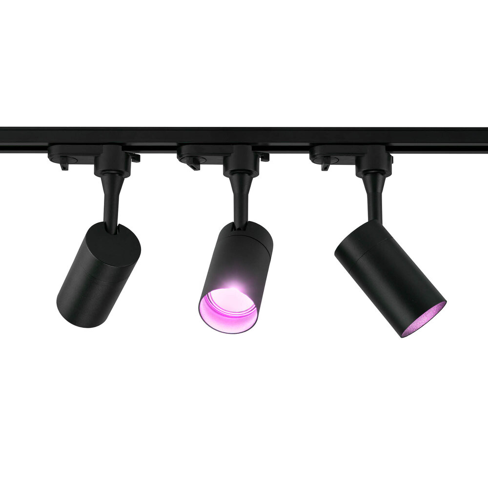 Lampesonline 3m LED Spot sur rail - 7 Luminaires - 4,9W - RGB+CCT - Dimmable - Rail Monophasé - Noir