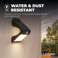 Ledvion Applique Solaire avec Détecteur de Mouvement - Noir - 1.5W - 3000K