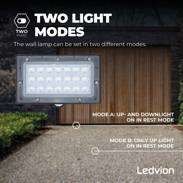 Ledvion Applique Solaire avec Détecteur de Mouvement - Noir - 3W - 3000K