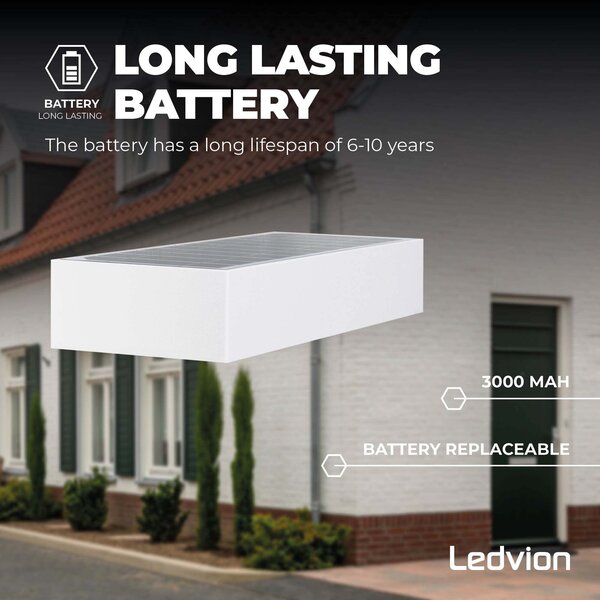 Ledvion Applique Solaire avec Détecteur de Mouvement - Blanc - 6W - 3000K