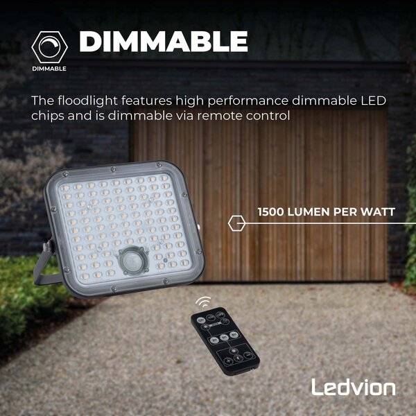 Ledvion Solar Projecteur LED - 4800 Lumen - 4000K - IP65 - 6000 mAh