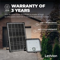 Ledvion Solar Projecteur LED - 4800 Lumen - 4000K - IP65 - 6000 mAh
