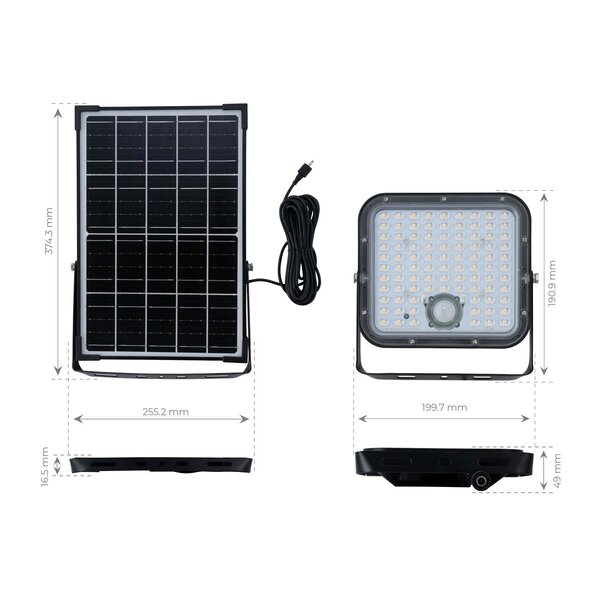 Ledvion Solar Projecteur LED - 4800 Lumen - 4000K - IP65 - 6000 mAh