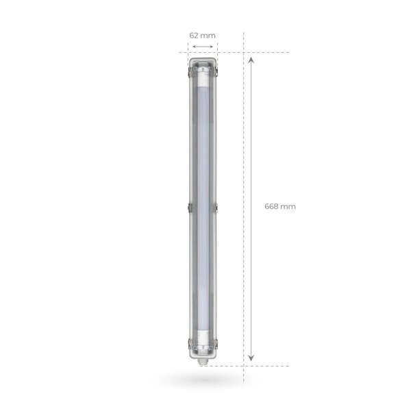 Ledvion Réglette LED 60CM - 6.3W - 1100 Lumen - 6500K - Haute Efficacité - Étiquette Énergétique C - IP65 - avec tube fluorescent LED