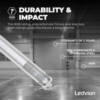 Ledvion Kit de Réglette LED étanche IP65 - 120CM - Clips en acier inoxydable