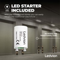 Ledvion Réglette LED 120CM - 18W - 3330 Lumen - 4000K - Haute Efficacité - Étiquette Énergétique B - IP65 - avec tube fluorescent LED
