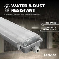 Ledvion Réglette LED 120CM - 24W - 3840 Lumen - 4000K - IP65 - avec tube fluorescent LED