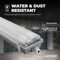 Ledvion Réglette LED 120CM - 24W - 3840 Lumen - 6500K - IP65 - avec tube fluorescent LED