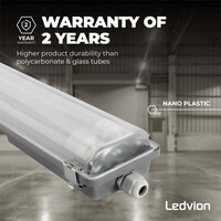 Ledvion Réglette LED 150CM - 2x28W - 10360 Lumen - 4000K - Haute Efficacité - Étiquette Énergétique B - IP65 - avec tube fluorescent LED