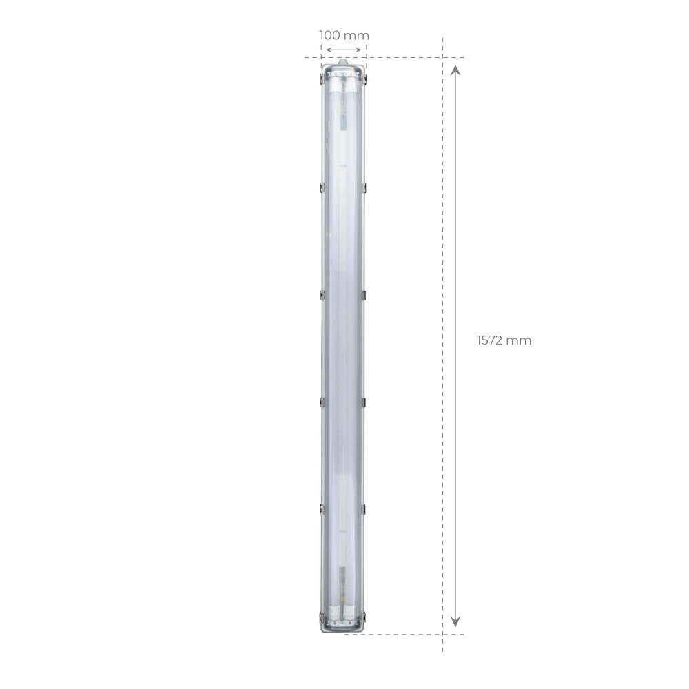 Ledvion Réglette LED 150CM - 2x 28W - 5180 Lumen - 6500K -  Haute Efficacité - Étiquette Énergétique - IP65 - avec tube fluorescent LED