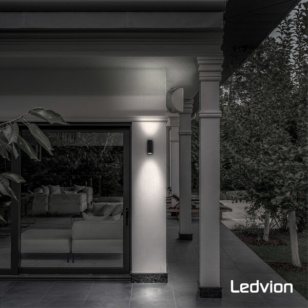 Ledvion Applique Murale LED Dimmable - Santa Barbara - Deux Faces - 5W - 2700K - Noir