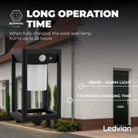 Ledvion Applique Murale Solaire LED avec Capteur - Noir - IP44