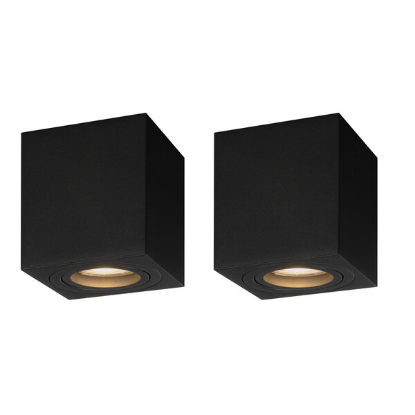 Ledvion 2x Spot LED Dimmable - Carré - Noir - 3W - 2700K - Inclinable - IP20