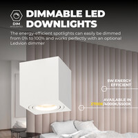 Ledvion 4x Spot LED Dimmable - Carré - Blanc - 3W - 2700K - Inclinable - IP20