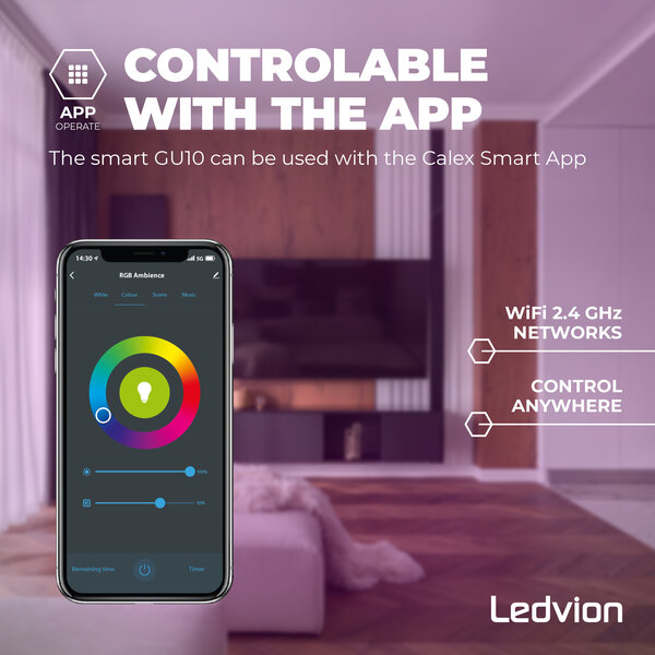 Ledvion Spot LED WIFI - Carré - Blanc - 4,9W - RGB+CCT - Inclinable - IP20