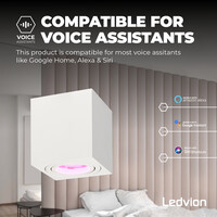 Ledvion Spot LED WIFI - Carré - Blanc - 4,9W - RGB+CCT - Inclinable - IP20