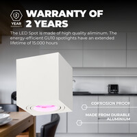 Ledvion Spot LED WIFI - Carré - Blanc - 4,9W - RGB+CCT - Inclinable - IP20