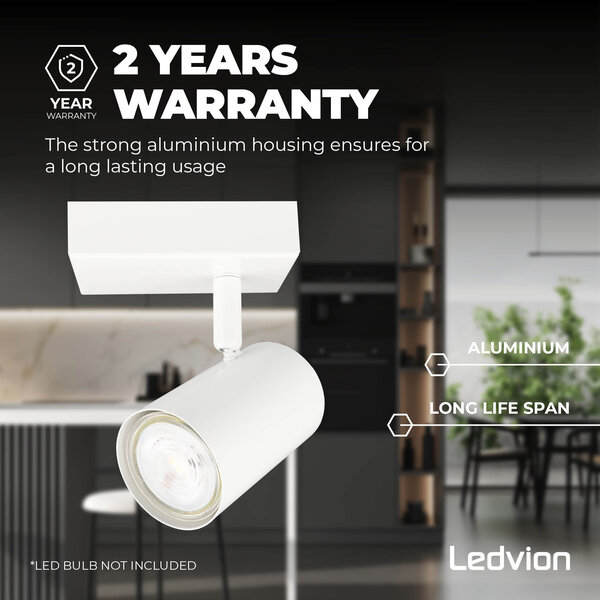 Ledvion Spot Plafonnier LED Blanc - Inclinable - GU10