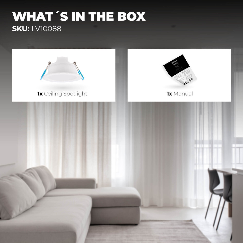 Ledvion Downlight LED 5W - 4000K - 450 Lumens - Ø70-80 mm