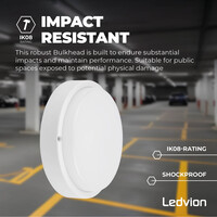 Ledvion Bulkhead LED Ø22 CM - Plafonnier - 10W - CCT - 1000 Lumens - Blanc - IP65 Etanche - 5 ans de garantie
