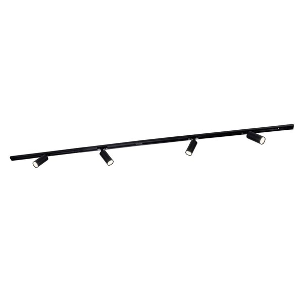 Ledvion 2m LED Spot sur rail - 4 Luminaires - Dimmable - Rail Monophasé - Noir