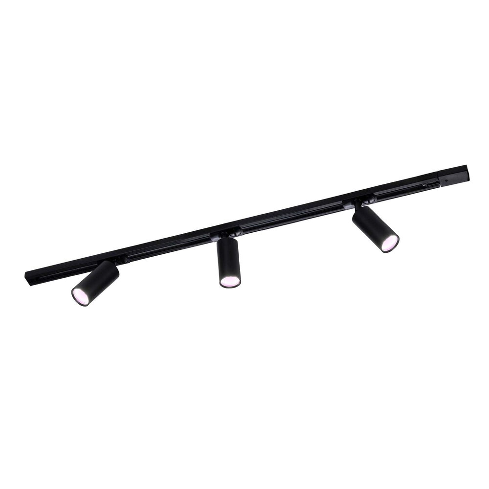 Ledvion 1m LED Spot sur rail Intelligent - 3 Luminaires - 4,9W - RGB+CCT - Dimmable - Rail Monophasé - Noir