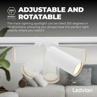 Ledvion 1m LED Spot sur rail - 4 Luminaires - Dimmable - Rail Monophasé - Blanc