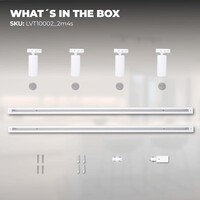 Ledvion 2m LED Spot sur rail - 4 Luminaires - Dimmable - Rail Monophasé - Blanc