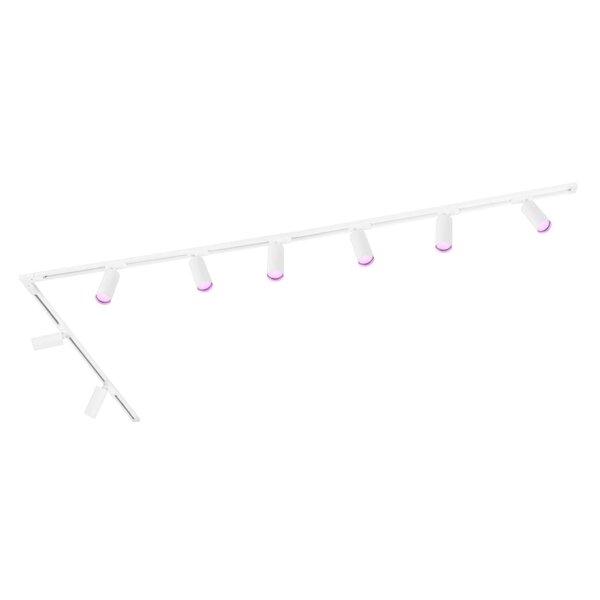 Ledvion 3m LED Spot sur rail Intelligent - 8 Luminaires - 4,9W - RGB+CCT - Dimmable - Rail Monophasé - Blanc