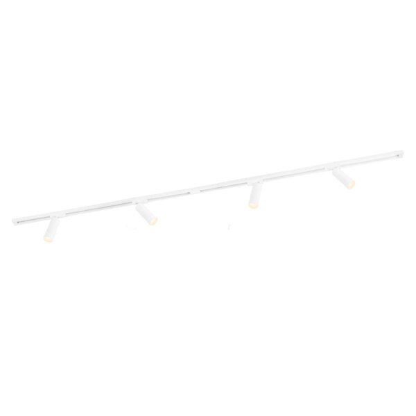 Ledvion 2m LED Spot sur rail - 4 Luminaires - 3W - 2700K - Dimmable - Rail Monophasé - Blanc