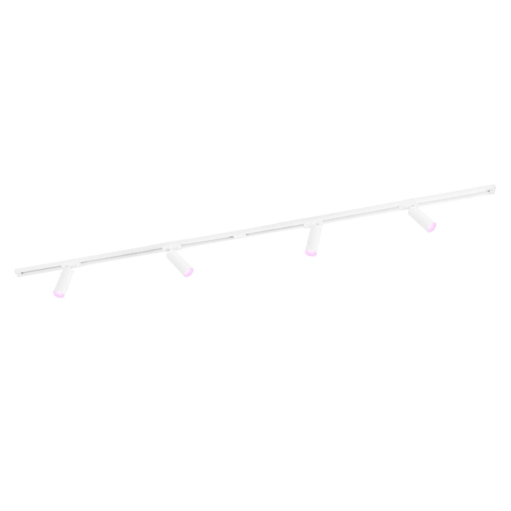 Ledvion 2m LED Spot sur rail Intelligent - 4 Luminaires - 4,9W - RGB+CCT - Dimmable - Rail Monophasé - Blanc
