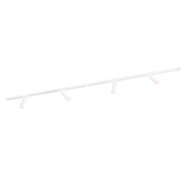 Ledvion 2m LED Spot sur rail Intelligent - 4 Luminaires - 4,9W - RGB+CCT - Dimmable - Rail Monophasé - Blanc