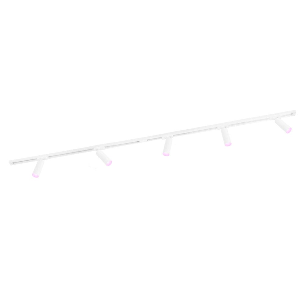 Ledvion 2m LED Spot sur rail Intelligent - 5 Luminaires - 4,9W - RGB+CCT - Dimmable - Rail Monophasé - Blanc