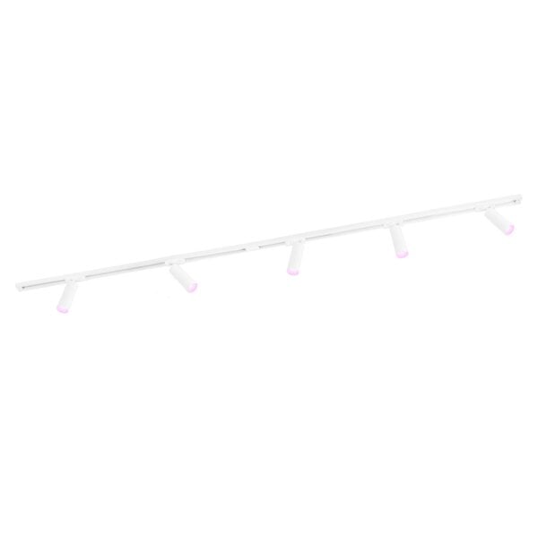 Ledvion 2m LED Spot sur rail Intelligent - 5 Luminaires - 4,9W - RGB+CCT - Dimmable - Rail Monophasé - Blanc