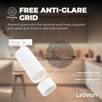 Ledvion 2m LED Spot sur rail - 6 Luminaires - 3W - 2700K - Dimmable - Rail Monophasé - Blanc