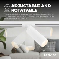 Ledvion 2m LED Spot sur rail - 6 Luminaires - 3W - 2700K - Dimmable - Rail Monophasé - Blanc