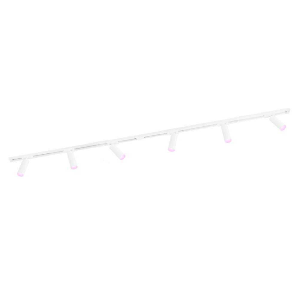 Ledvion 2m LED Spot sur rail Intelligent - 6 Luminaires - 4,9W - RGB+CCT - Dimmable - Rail Monophasé - Blanc