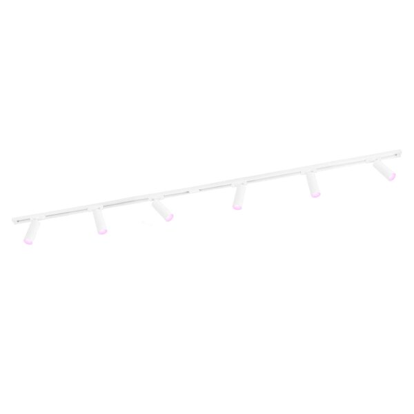 Ledvion 2m LED Spot sur rail Intelligent - 6 Luminaires - 4,9W - RGB+CCT - Dimmable - Rail Monophasé - Blanc