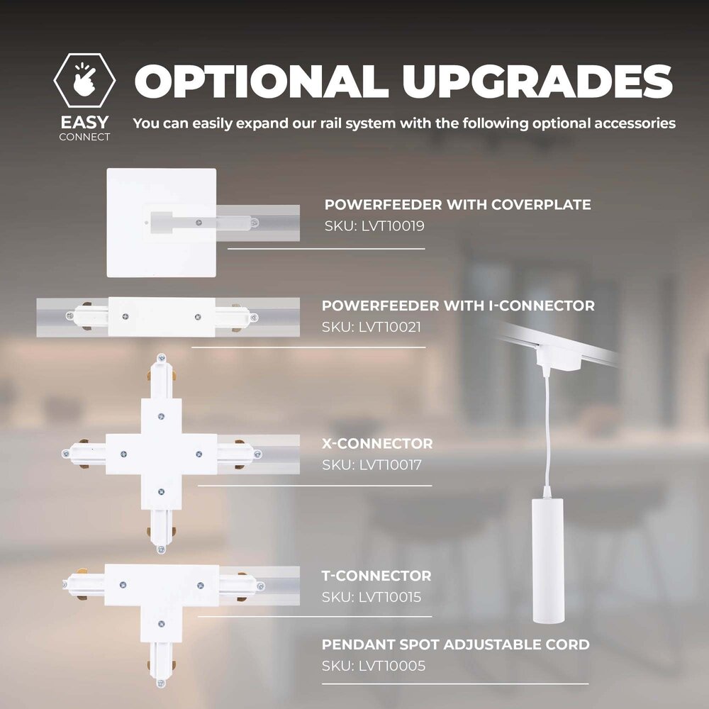 Ledvion 2m LED Spot sur rail Intelligent - 6 Luminaires - 4,9W - RGB+CCT - Dimmable - Rail Monophasé - Blanc