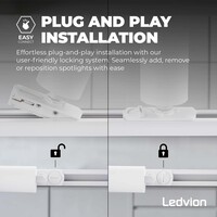 Ledvion 2m LED Spot sur rail Intelligent - 6 Luminaires - 4,9W - RGB+CCT - Dimmable - Rail Monophasé - Blanc