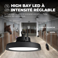 Ledvion High Bay LED 100W - Classe énergétique A - 120° - 192 Lm/W - 6000K - IP65 - Dimmable