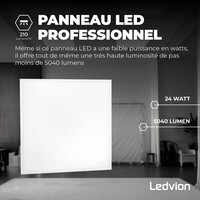 Ledvion 6x Panneau LED 60x60 - UGR <19 - 24W - 210 Lm/W - 6500K - 5 Années Garantie - Classe énergétique A