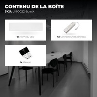 Ledvion 6x Panneau LED 120x30 - UGR <19 - 24W - 210 Lm/W - 4000K - 5 Années Garantie - Classe énergétique A